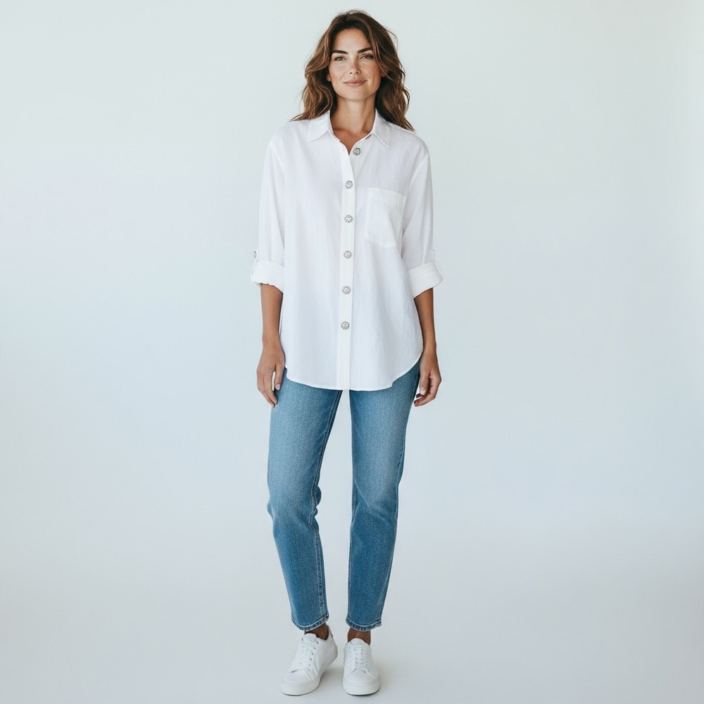 J Crew Button Down Blouse Size 4 - image 2